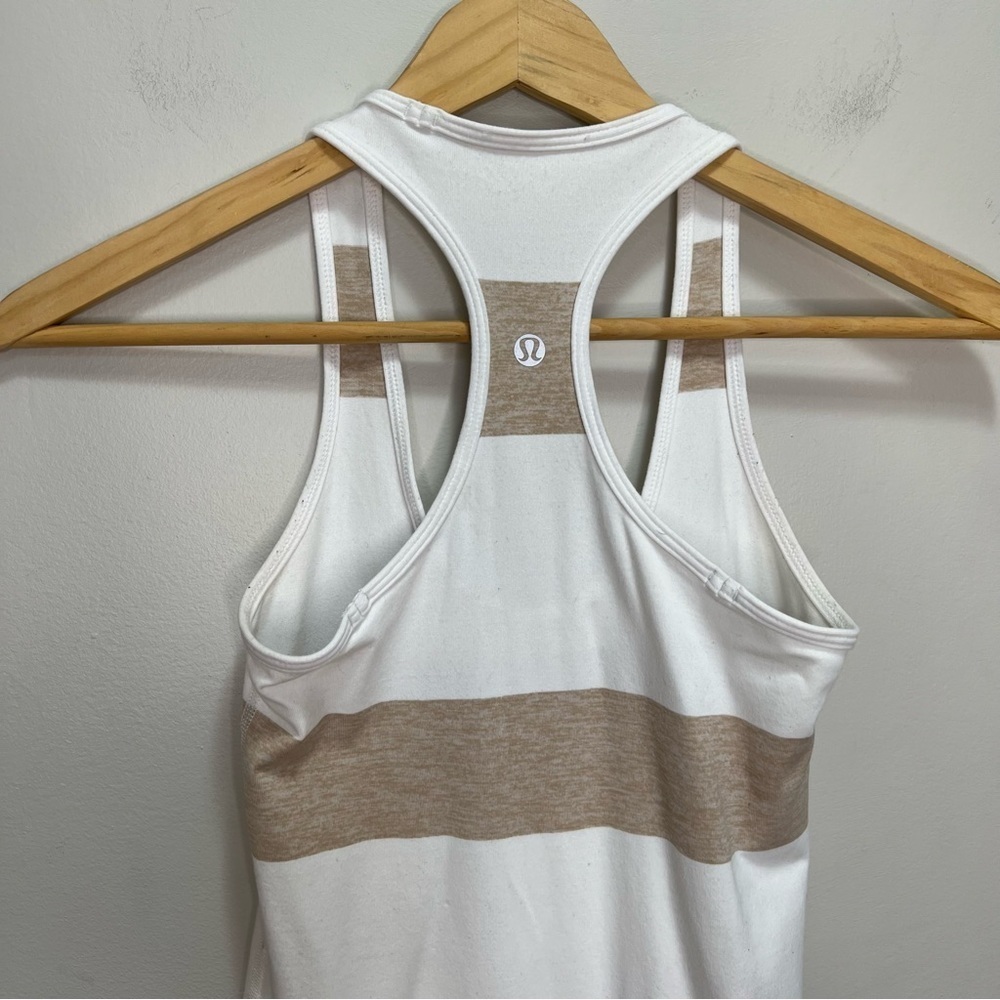 Lululemon Cool Racerback Tan & White Size 2 - Picture 8 of 8